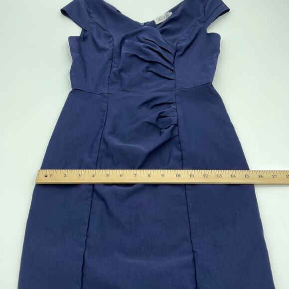 MUXXN Dress Navy Blue Retro Inspired Body Con Knee Length Stretch Women's MED - Picture 7 of 7